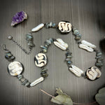Load image into Gallery viewer, Bone, Labradorite, and Pearl Sterling Silver Necklace
