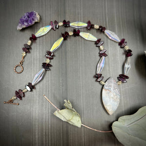 Garnet, Czech Glass, and Laguna Lace Agate