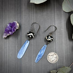 Load image into Gallery viewer, Blue Kyanite and Bone Sterling Silver Earrings

