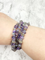 Load image into Gallery viewer, Amethyst, Labradorite, and Tanzanite magnetic convertible piece
