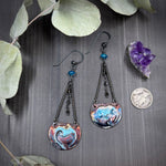 Load image into Gallery viewer, Apatite and Artisan Enamel sterling silver earrings
