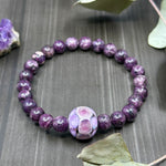 Load image into Gallery viewer, 7&quot; Stretch Bracelet with Lepidolite and Artisan Glass

