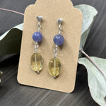 Load image into Gallery viewer, Tanzanite and Lemon Quartz Post Earrings
