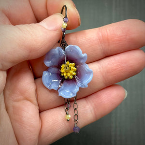 Amethyst and Yellow Opal Floral Earrings