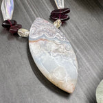Load image into Gallery viewer, Garnet, Czech Glass, and Laguna Lace Agate

