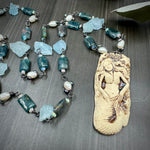 Load image into Gallery viewer, Apatite, Opal, Pearl, Aquamarine, and Ceramic Necklace
