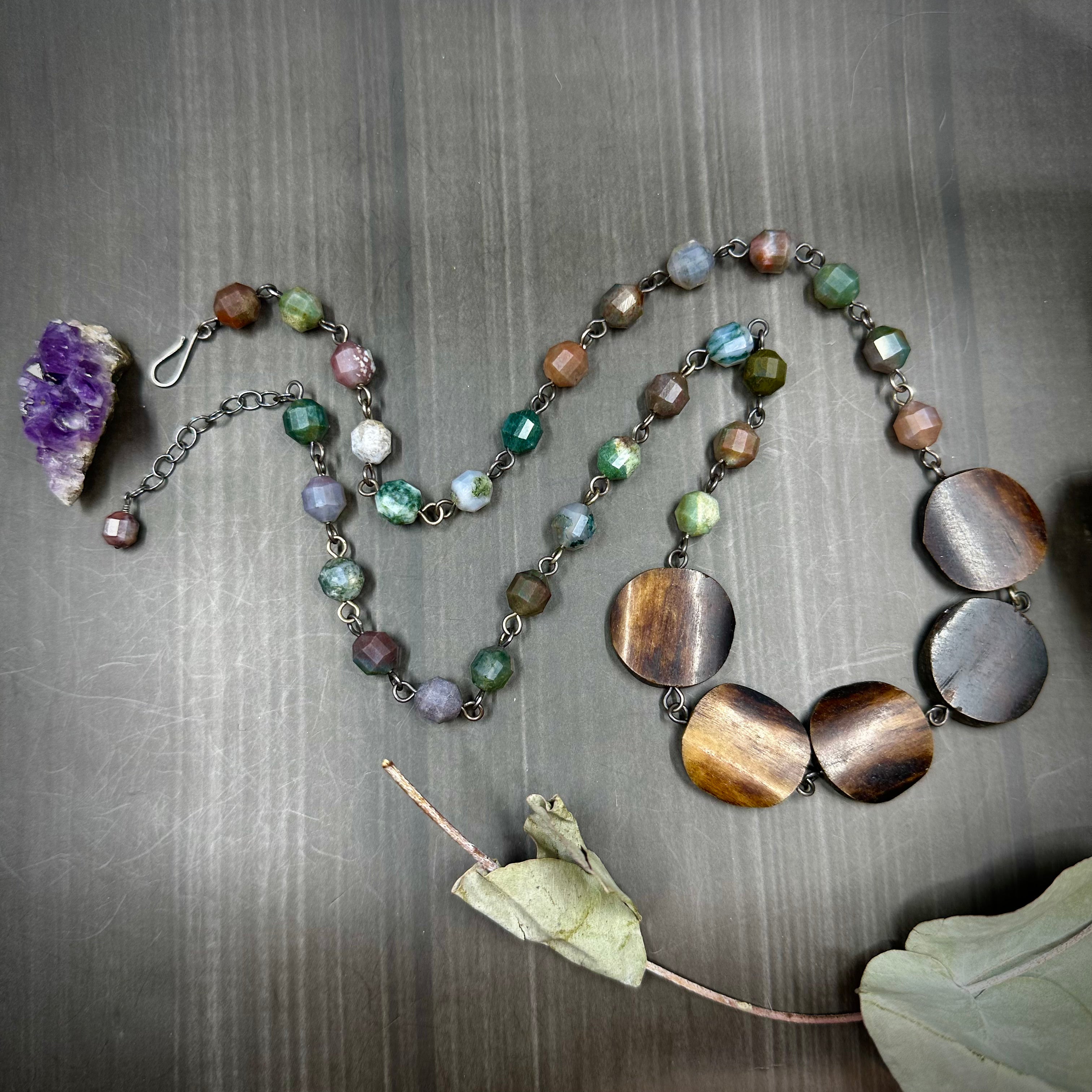 Indian Agate and Bone Necklace