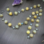 Load image into Gallery viewer, Jade and Rainbow Moonstone Necklace in Sterling Silver

