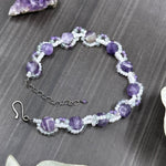 Load image into Gallery viewer, Amethyst and Fluorite Woven Bracelet
