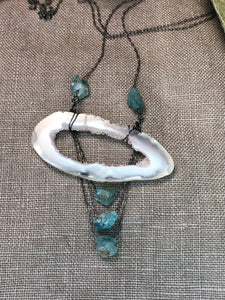 Apatite, Sterling Silver, and Druzy necklace