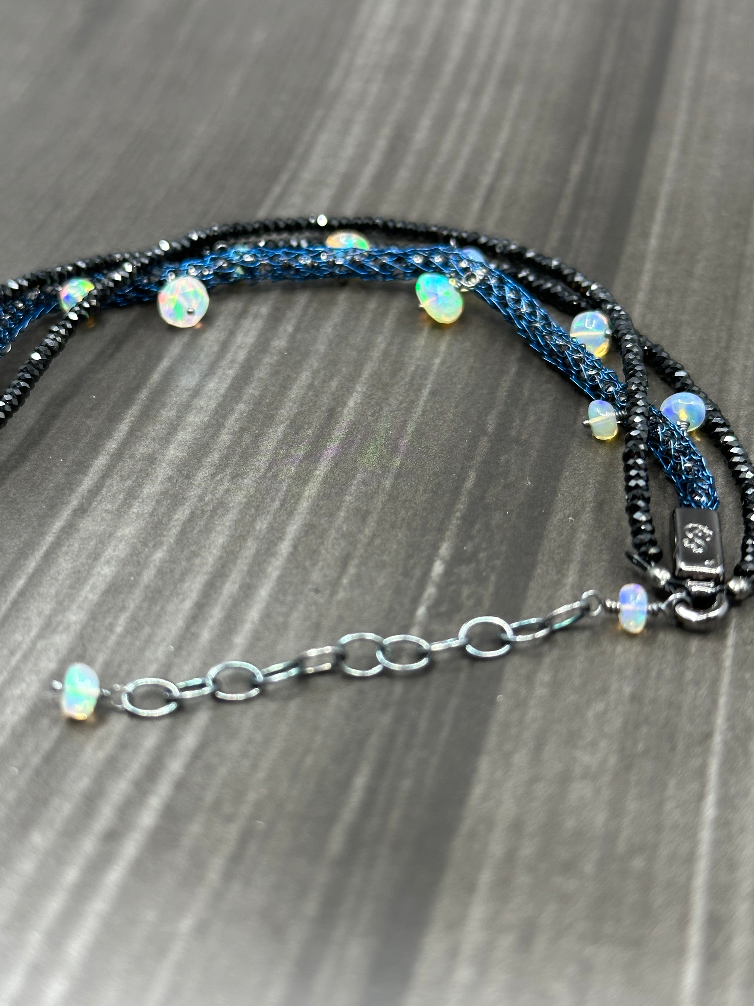 Opal, Spinel, and Silversilk bracelet "Wait for Me"