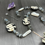 Load image into Gallery viewer, Bone, Labradorite, and Pearl Sterling Silver Necklace
