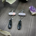 Load image into Gallery viewer, Porcelain Jasper, Tanzanite, and Onyx Sterling Silver Earrings
