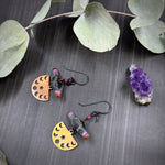 Load image into Gallery viewer, Copper Moon Phases and Artisan Glass Earrings
