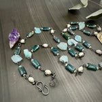 Load image into Gallery viewer, Apatite, Opal, Pearl, Aquamarine, and Ceramic Necklace
