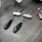 Load image into Gallery viewer, Porcelain Jasper, Tanzanite, and Onyx Sterling Silver Earrings
