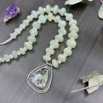Load image into Gallery viewer, Aquamarine, Eudialyte, Rainbow Moonstone, and Sterling Silver Necklace
