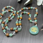 Load image into Gallery viewer, Quartz, Aventurine, Jasper, and Silk Long Knotted Necklace
