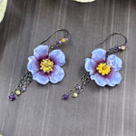 Load image into Gallery viewer, Amethyst and Yellow Opal Floral Earrings

