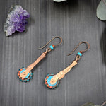 Load image into Gallery viewer, Copper lampwork Turquoise and Agate Earrings
