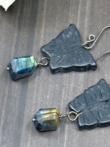 Labradorite and Black Jade Earrings