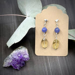 Load image into Gallery viewer, Tanzanite and Lemon Quartz Post Earrings
