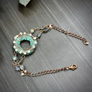 6.5" Copper, Labradorite, and Seed Bead Bracelet