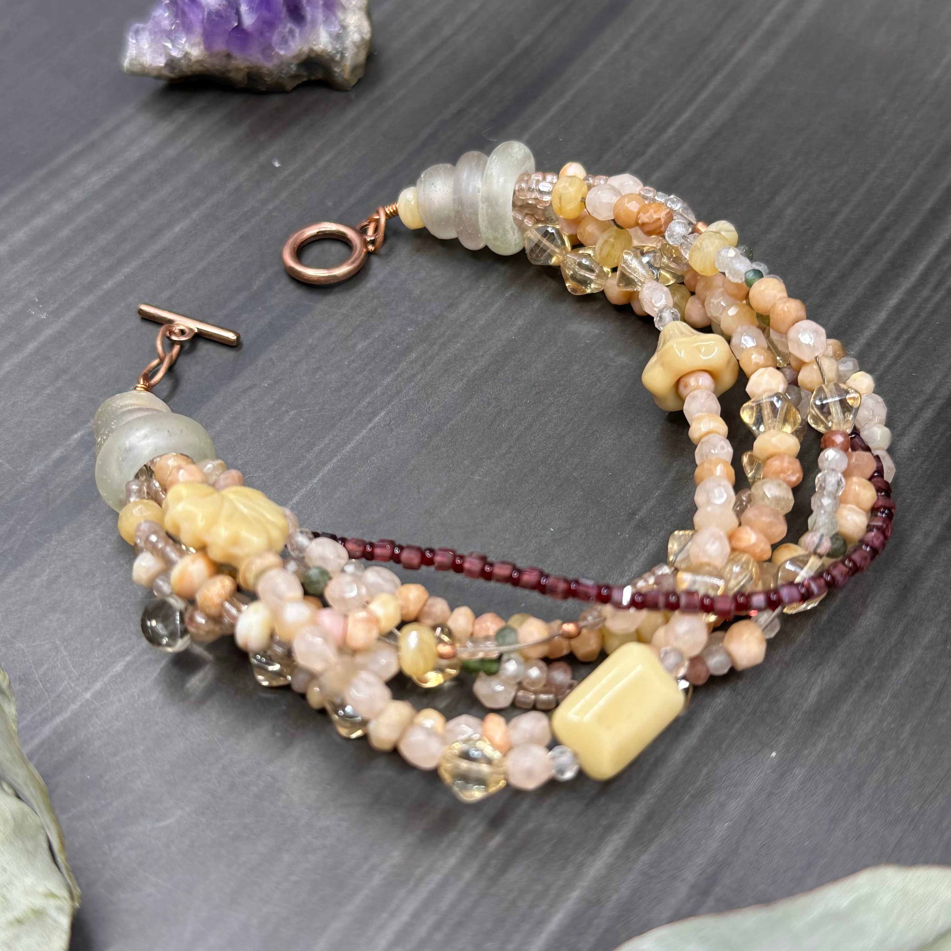 Garnet and Czech Glass Bracelet