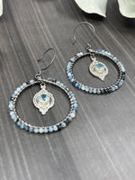 Load image into Gallery viewer, Aquamarine and Blue Topaz Hoop Earrings
